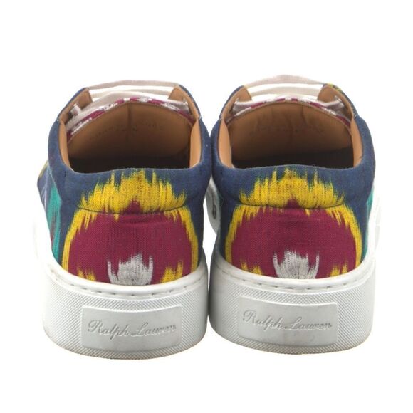 Ralph Lauren Spring 2022 Collection Blue Multi Ikat Print Simra Low Top Sneaker - Picture 15 of 16